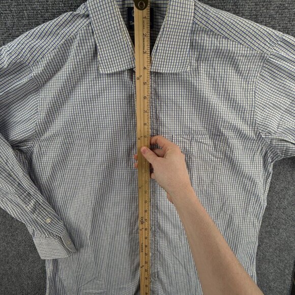 Gitman Bros Long Sleeve Button Up Shirt Men Cotton Blue Yellow Plaid 16.5 33 - Picture 3 of 13